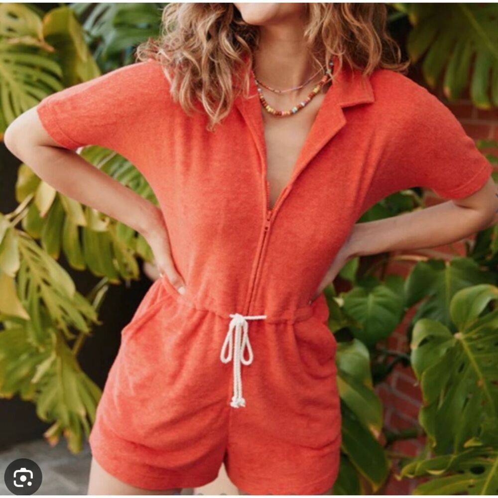 Marine Layer Terry Out Romper Red Size Small